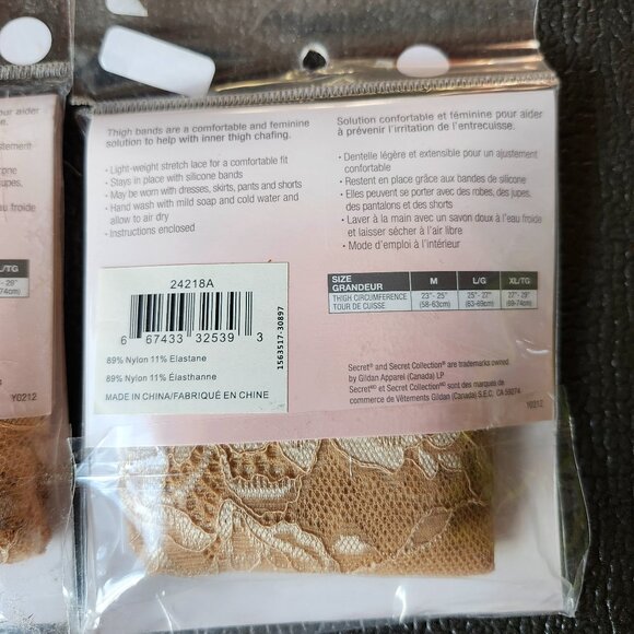 SECRET COLLECTION Anti Chafing Thigh Bands Size Large BNIP Lot of 2 - Picture 3 of 3